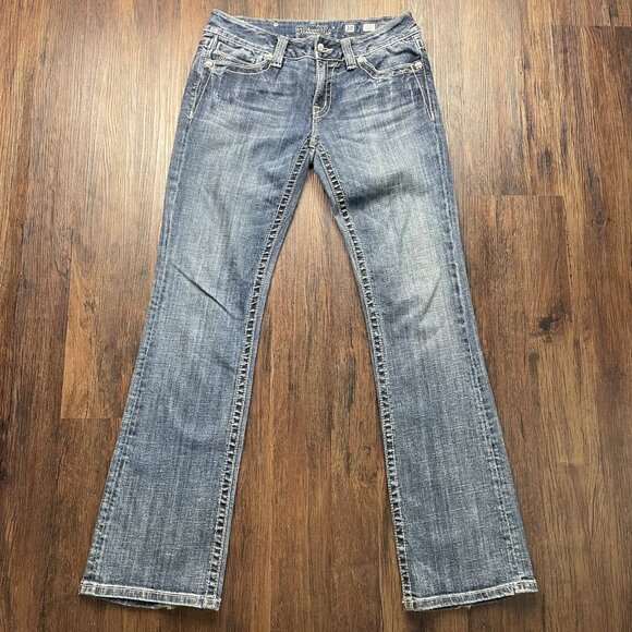 Miss Me Boot Cut Jeans Embellished Pockets Denim Blue Women's Size 30 - Picture 1 of 10
